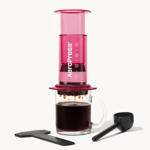 AeroPress Clear Pink — кавоварка для ручного заварювання кави, колір рожевий, оригінал AeroPress